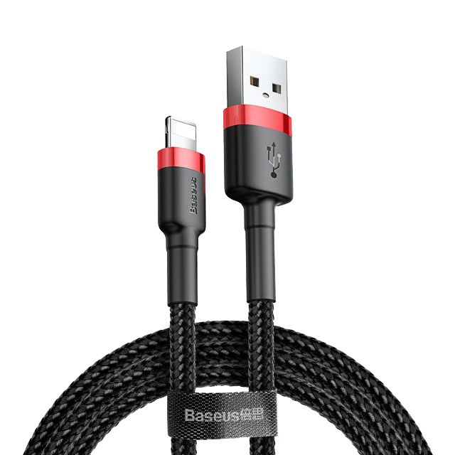 Cablu USB-A Lightning Baseus Cafule 2.4A 0.5m Negru-rosu
