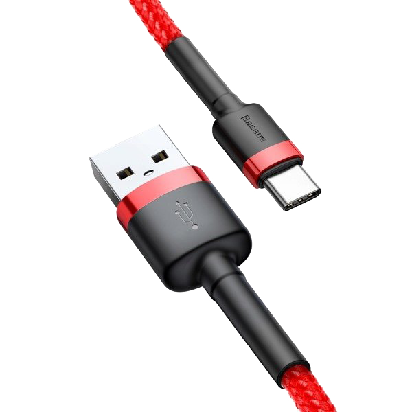 Cablu nailon USB-A - USB-C Baseus Cafule Quick Charge 3.0 3A 0.5m rosu-negru