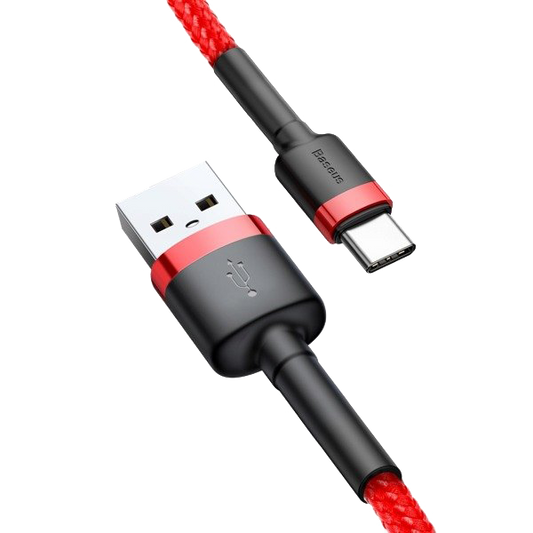 Cablu nailon USB-A - USB-C Baseus Cafule Quick Charge 3.0 3A 0.5m rosu-negru