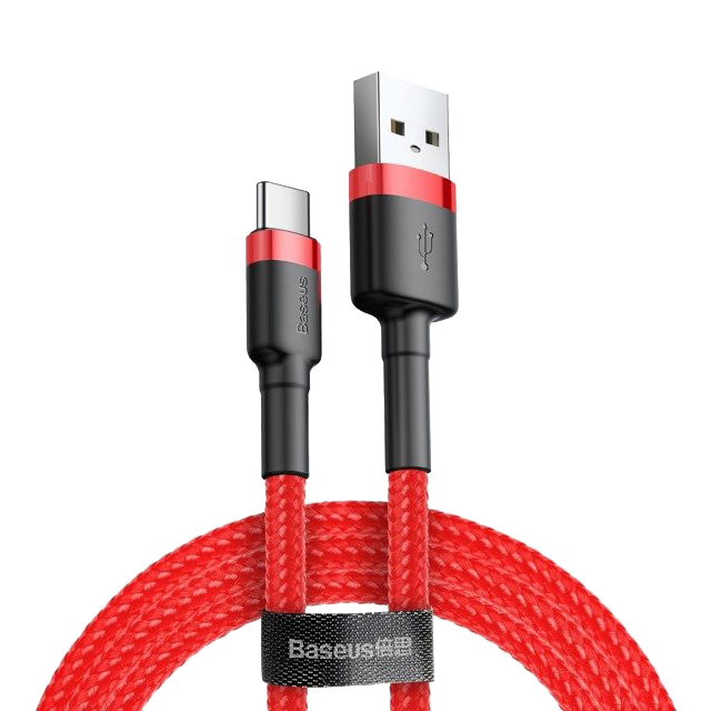 Cablu din nailon USB-A - USB-C Baseus Cafule Quick Charge 3.0 3A 1m rosu-negru