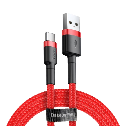 Cablu din nailon USB-A - USB-C Baseus Cafule Quick Charge 3.0 3A 1m rosu-negru