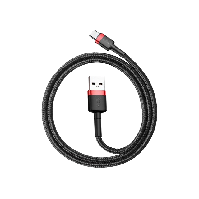 Cablu din nailon USB-A - USB-C Baseus Cafule Quick Charge 3.0 3A 1m negru-rosu
