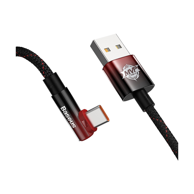 Cablu unghiular USB-A - USB-C Baseus MVP 2 100W 1m negru-rosu