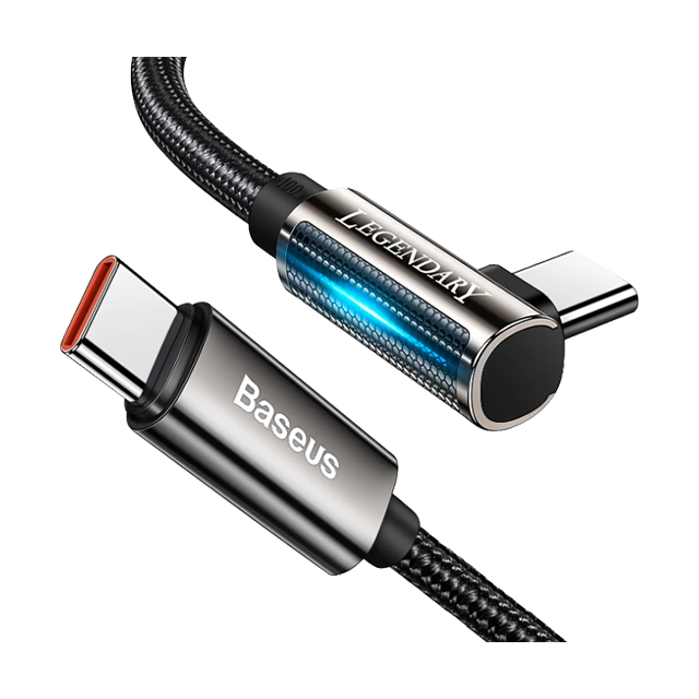 Cablu în unghi drept USB-C - USB-C Baseus Seria Legend 100W 1m negru