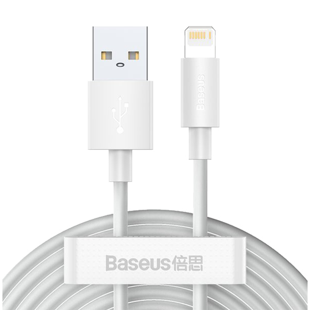 Cablu USB-A - Lightning Baseus Simple Wisdom 2,4A 1,5 m, alb (2 buc)