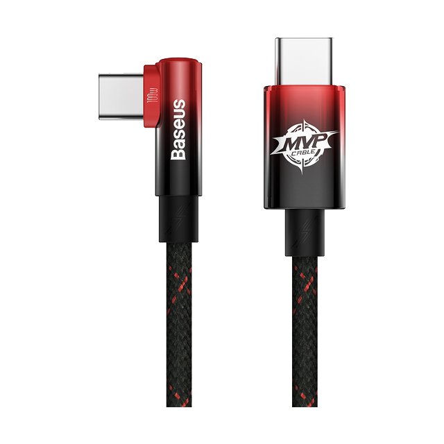 Cablu USB-C - USB-C angular Baseus MVP 2 100W 1m negru-rosu
