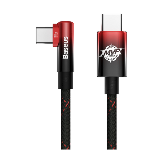 Cablu USB-C - USB-C angular Baseus MVP 2 100W 1m negru-rosu